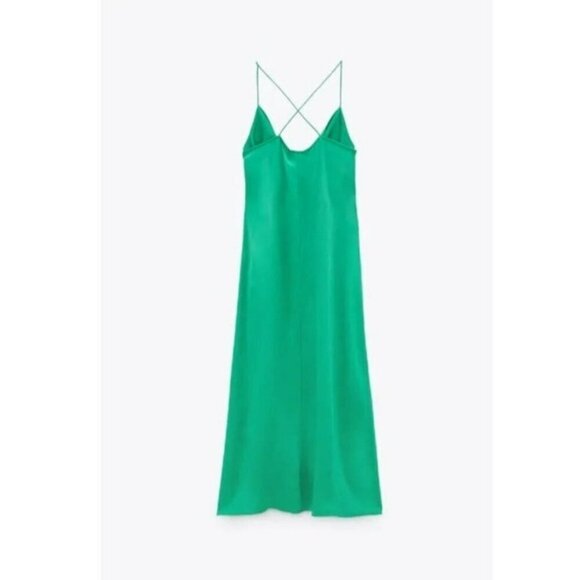 Zara's‎ Knotted Emerald Green Slip Midi Dress Size XS - Picture 4 of 12
